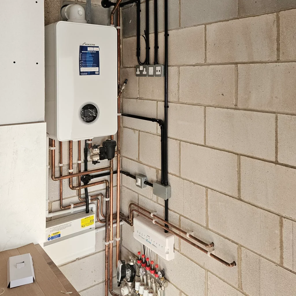 A completely new boiler installation on a new build house