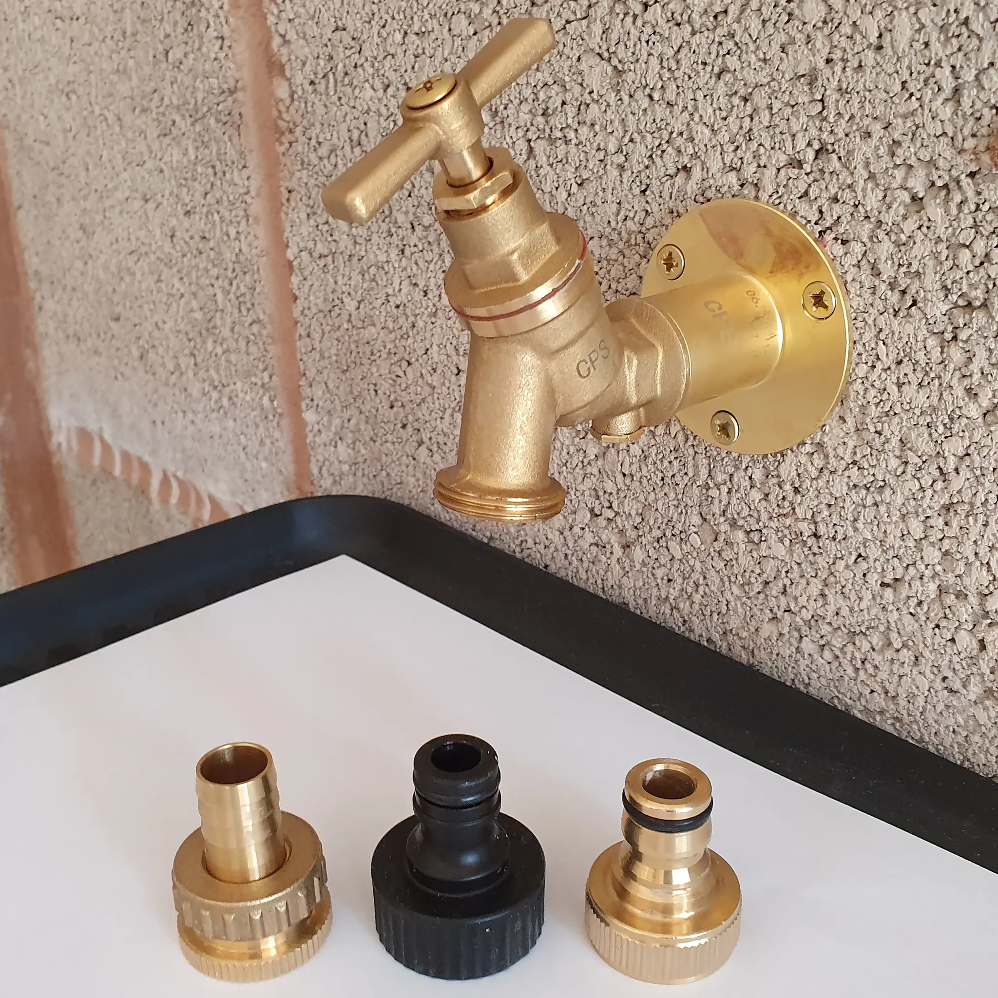 Newly installed tap with some available fittings